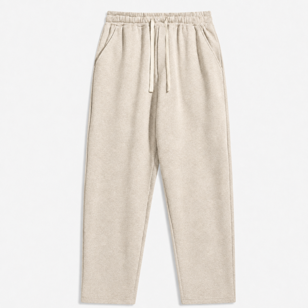 Stone Beige men relaxed fleece drawstring sweatpants SKU image