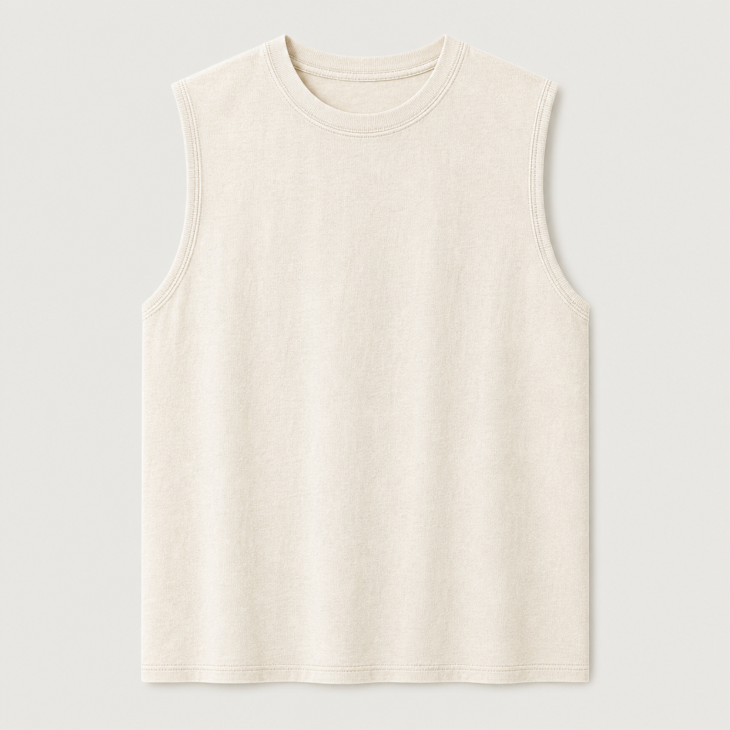 White men washed cotton sleeveless muscle tank SKU image