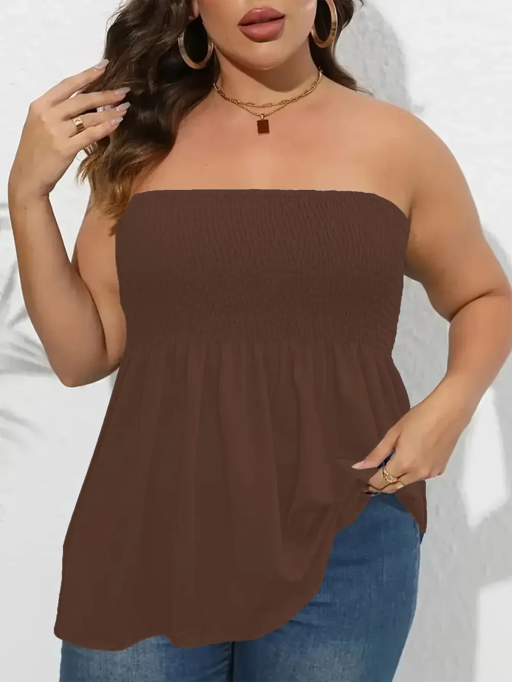 Plus Size Ruffle Tube Top