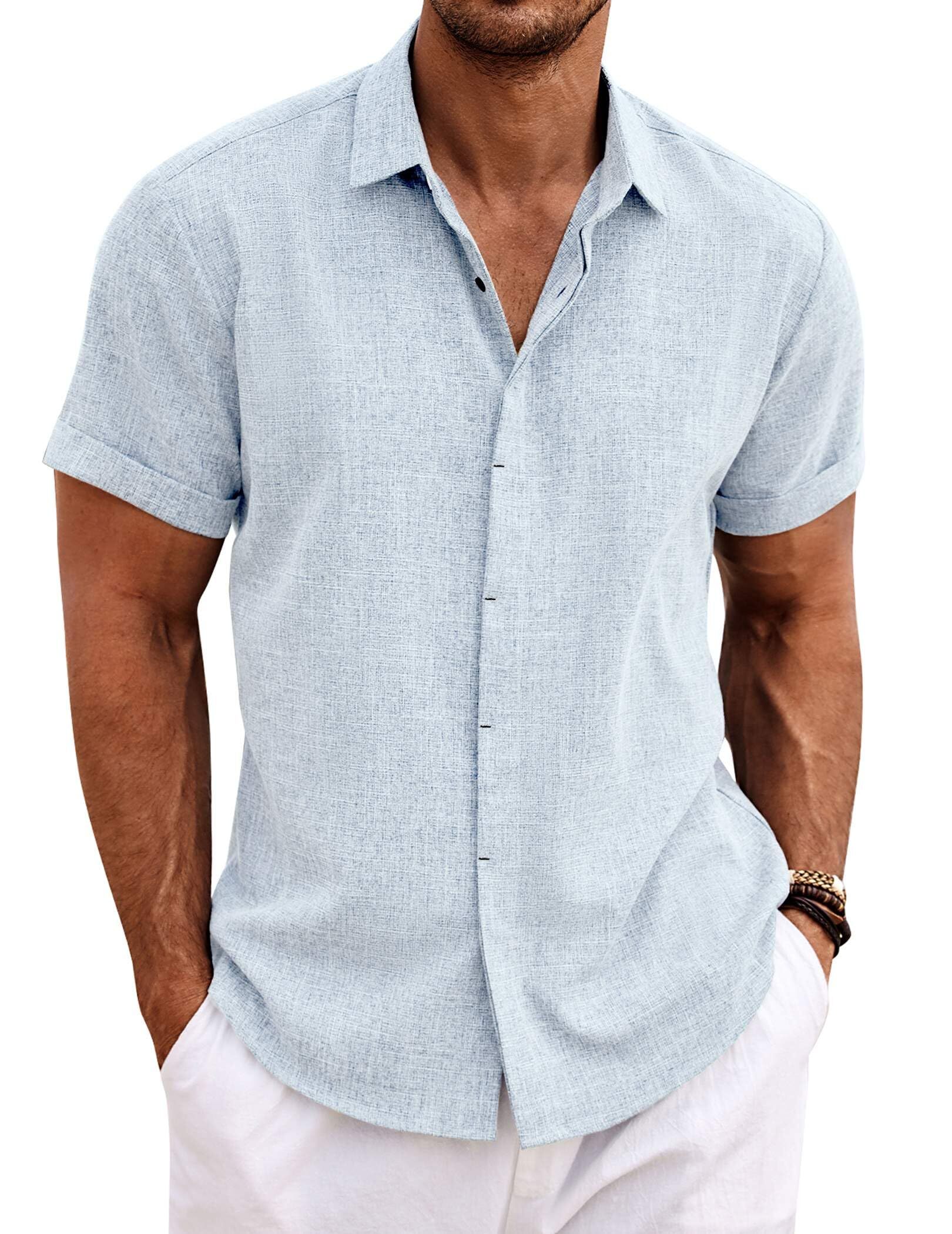 Men's Linen Shirt Short Sleeve Casual Shirt - image 10