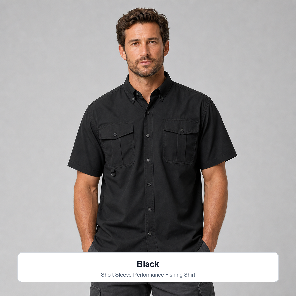 Men's 15-Pack Performance Fishing Shirts - Black on-model view