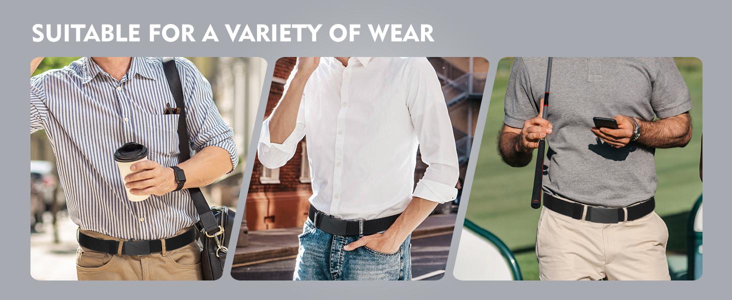 【Perfect fit】Fairwin Men's Ratchet Web Strap Micro-Adjust 1.25" Nylon Auto Buckle Sleek Golf & Casual Style Trendy Must-Have Belts Modern Synthetic Local Warehouse