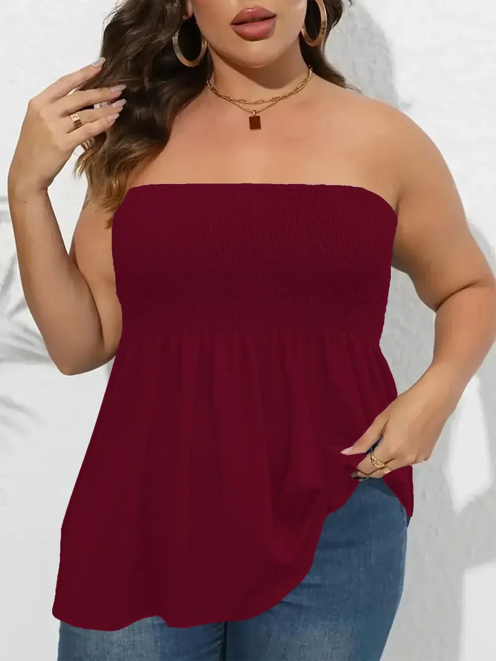 Plus Size Ruffle Tube Top