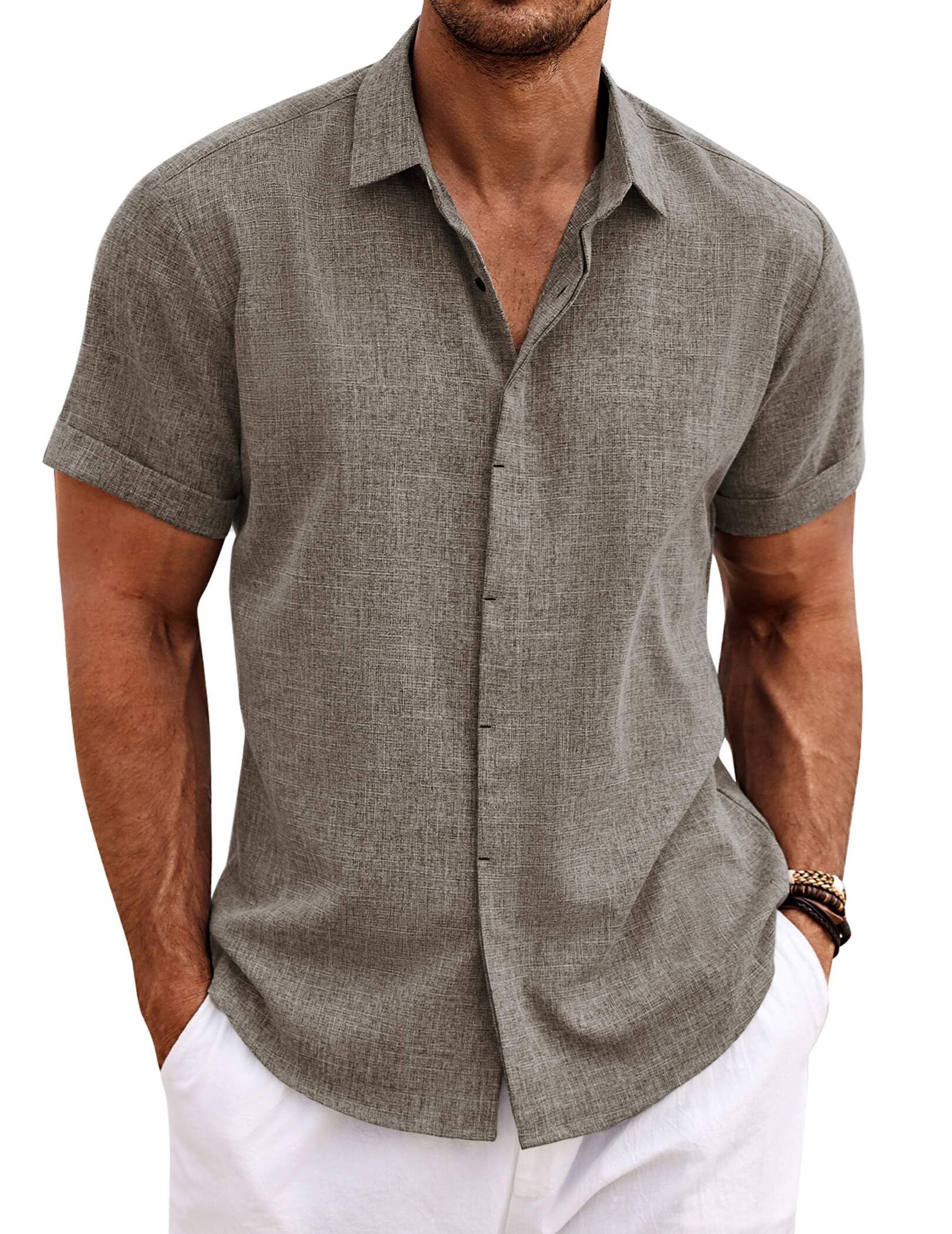 Men's Linen Shirt Short Sleeve Casual Shirt - image 17