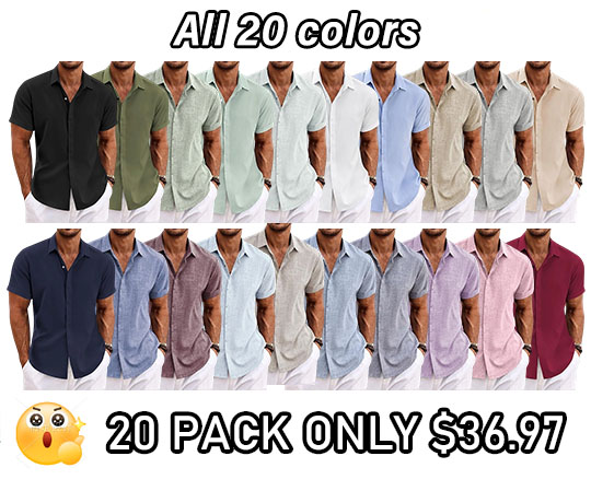 Men's Linen Shirt Short Sleeve Casual Shirt - image 18