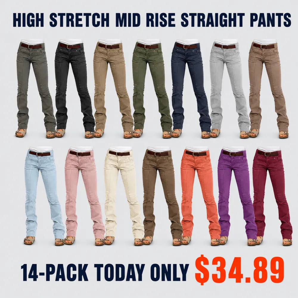 8-Pack Women’s High Stretch Mid Rise Pants