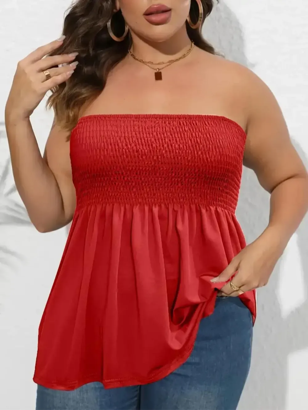 Plus Size Ruffle Tube Top