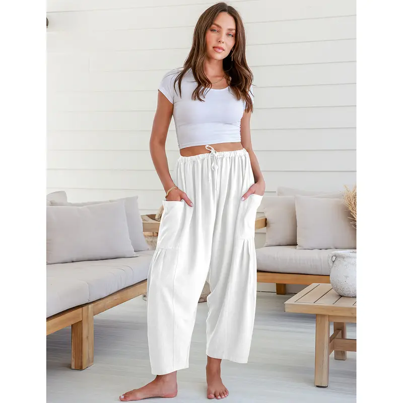 Women‘s Linen Blend Wide Leg Pants