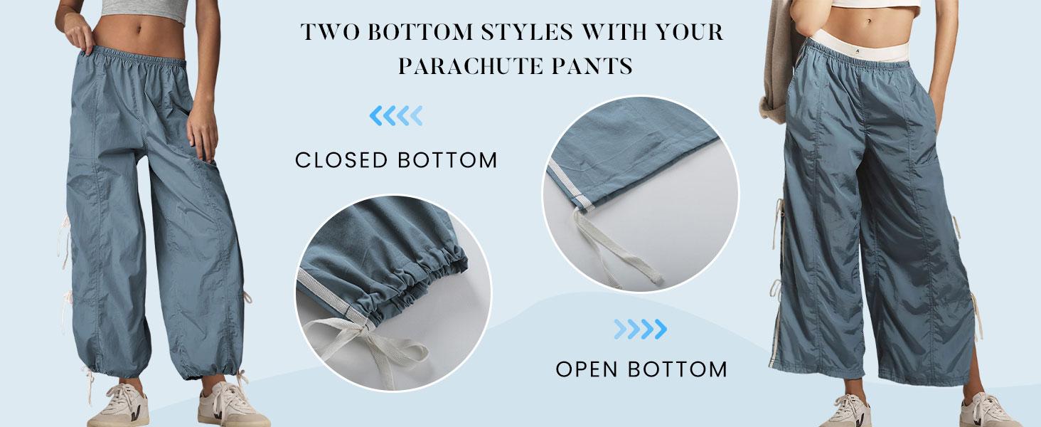 UANEO Women's Parachute Style Elastic High Waist Full Twist Hiking Cargo Pants with Adjustable Cuffs Womenswear Casual Bottom SummerVibes