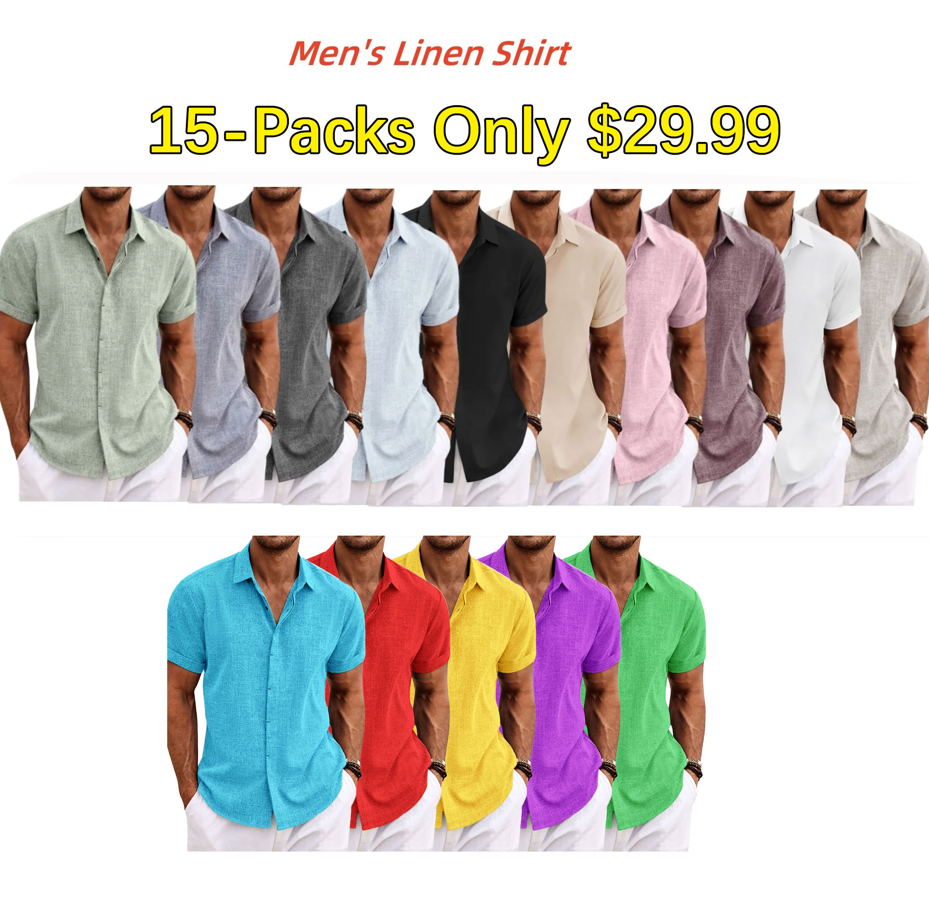 Men's Linen Shirt Short Sleeve Casual Shirt - image 3