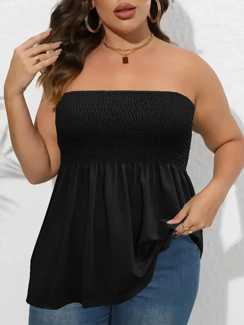Plus Size Ruffle Tube Top