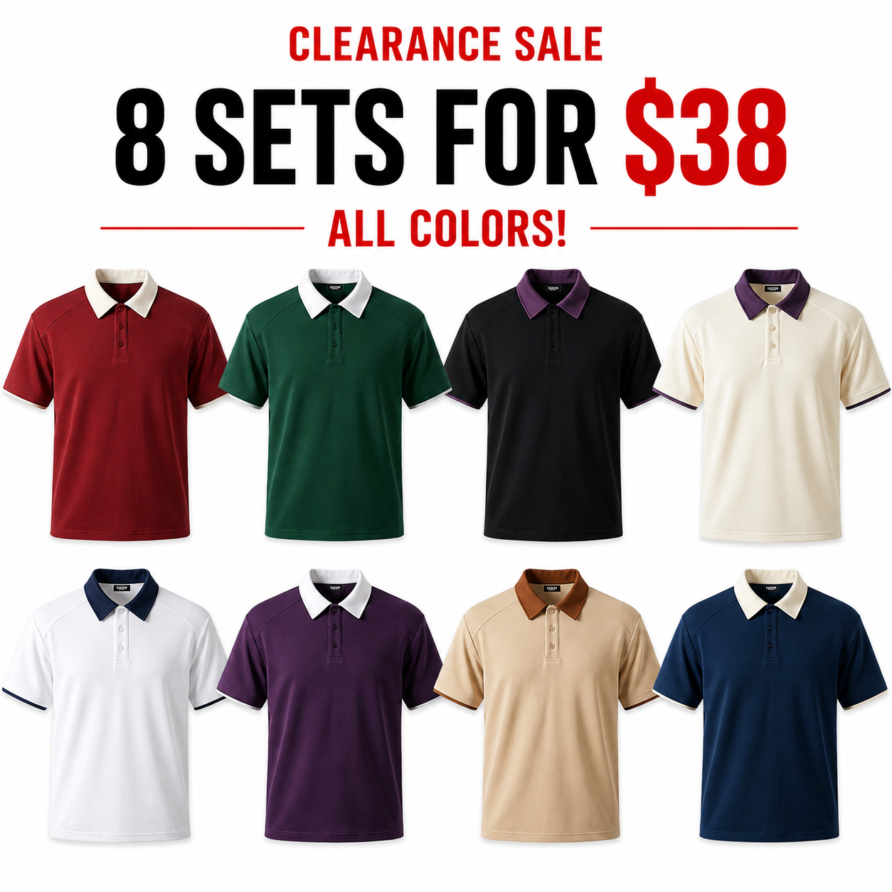 Men's Retro Contrast Collar Short Sleeve Polo Shirt