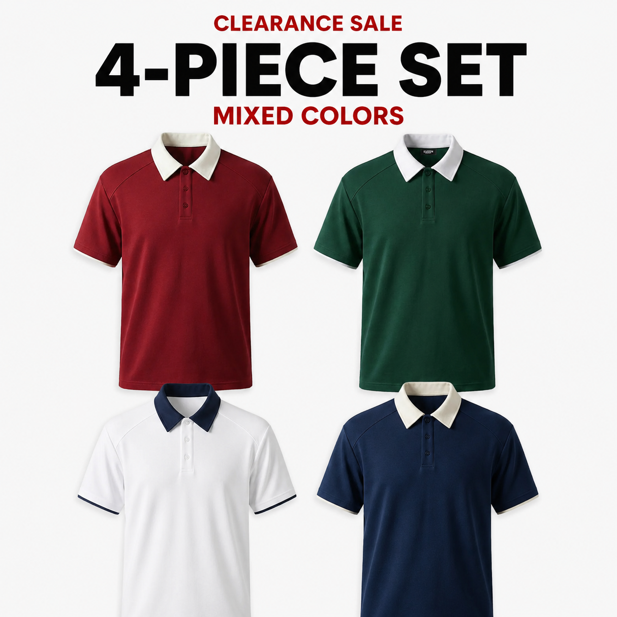 Men's Retro Contrast Collar Short Sleeve Polo Shirt