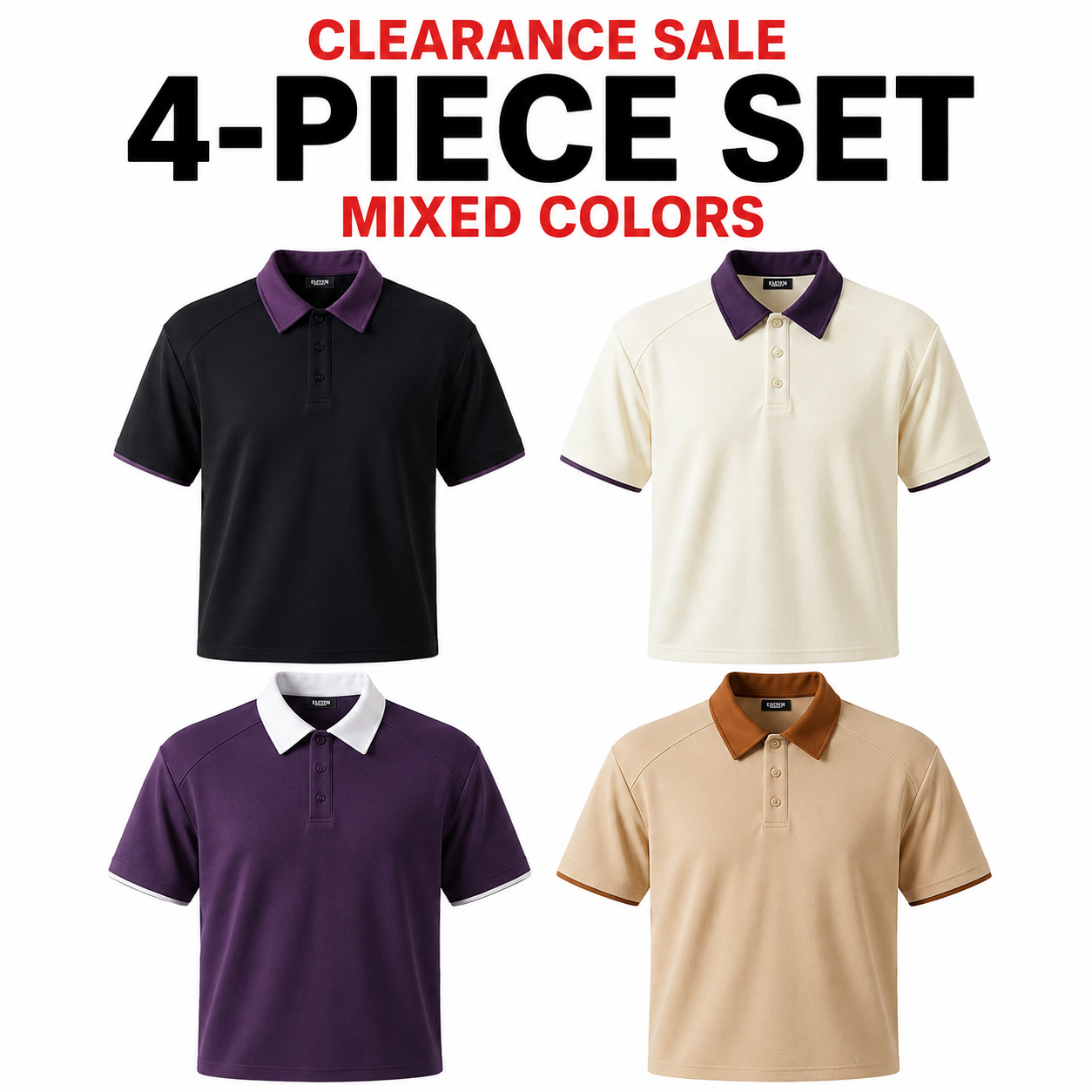 Men's Retro Contrast Collar Short Sleeve Polo Shirt