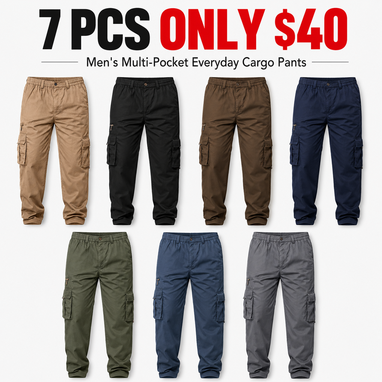 FINAL SALE🔥8 pieces for only $38!Men's Multi-Pocket Everyday Cargo Pants
