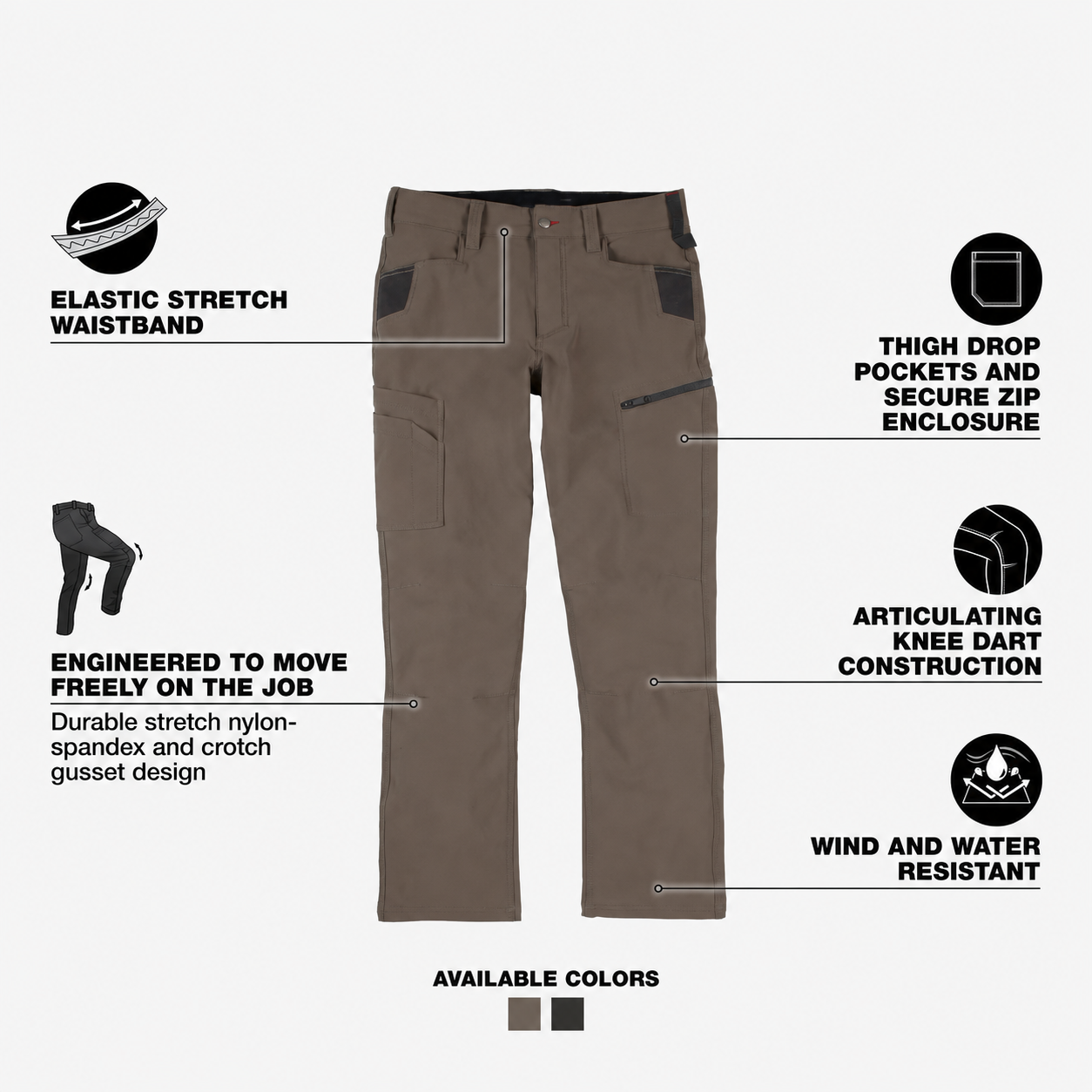 Men's Ripstop Tech Pants,Water Resistant Outdoor Tactical Pants