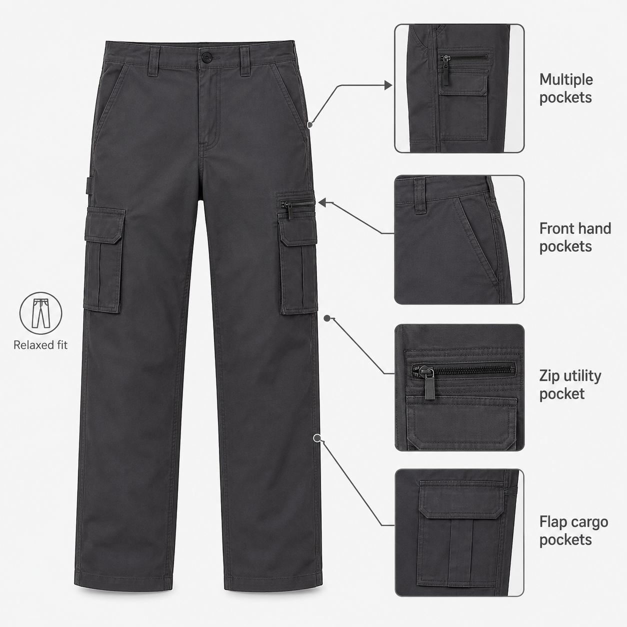 Men’s 6 - Pocket Relaxed Fit Stretch Cargo Pants