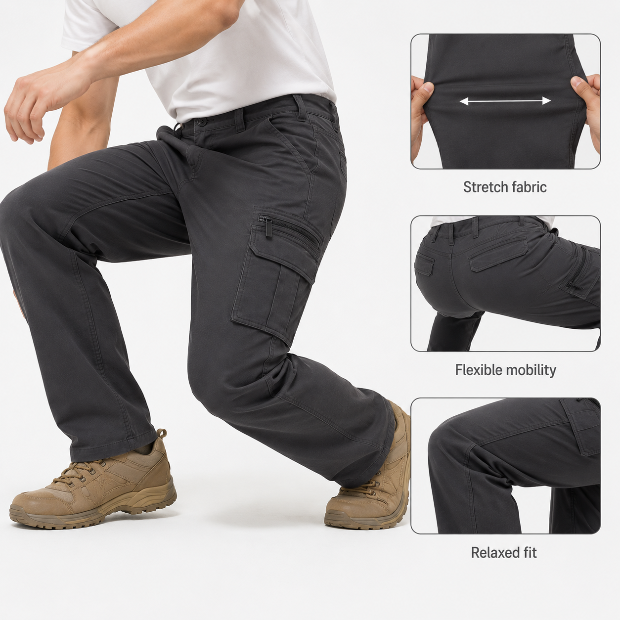 Men’s 6 - Pocket Relaxed Fit Stretch Cargo Pants