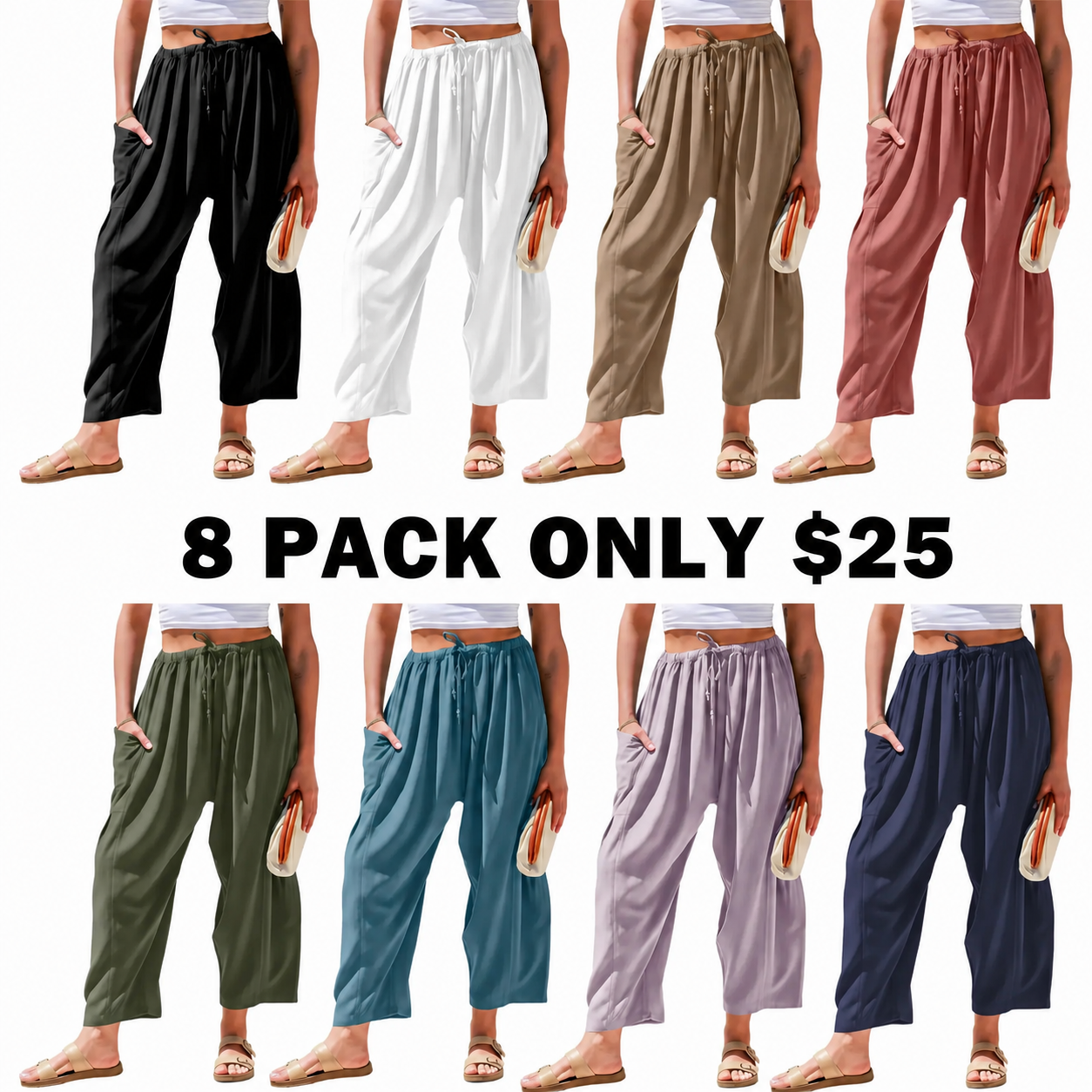 🔥Summer sale Women‘s Linen Blend Wide Leg Pants