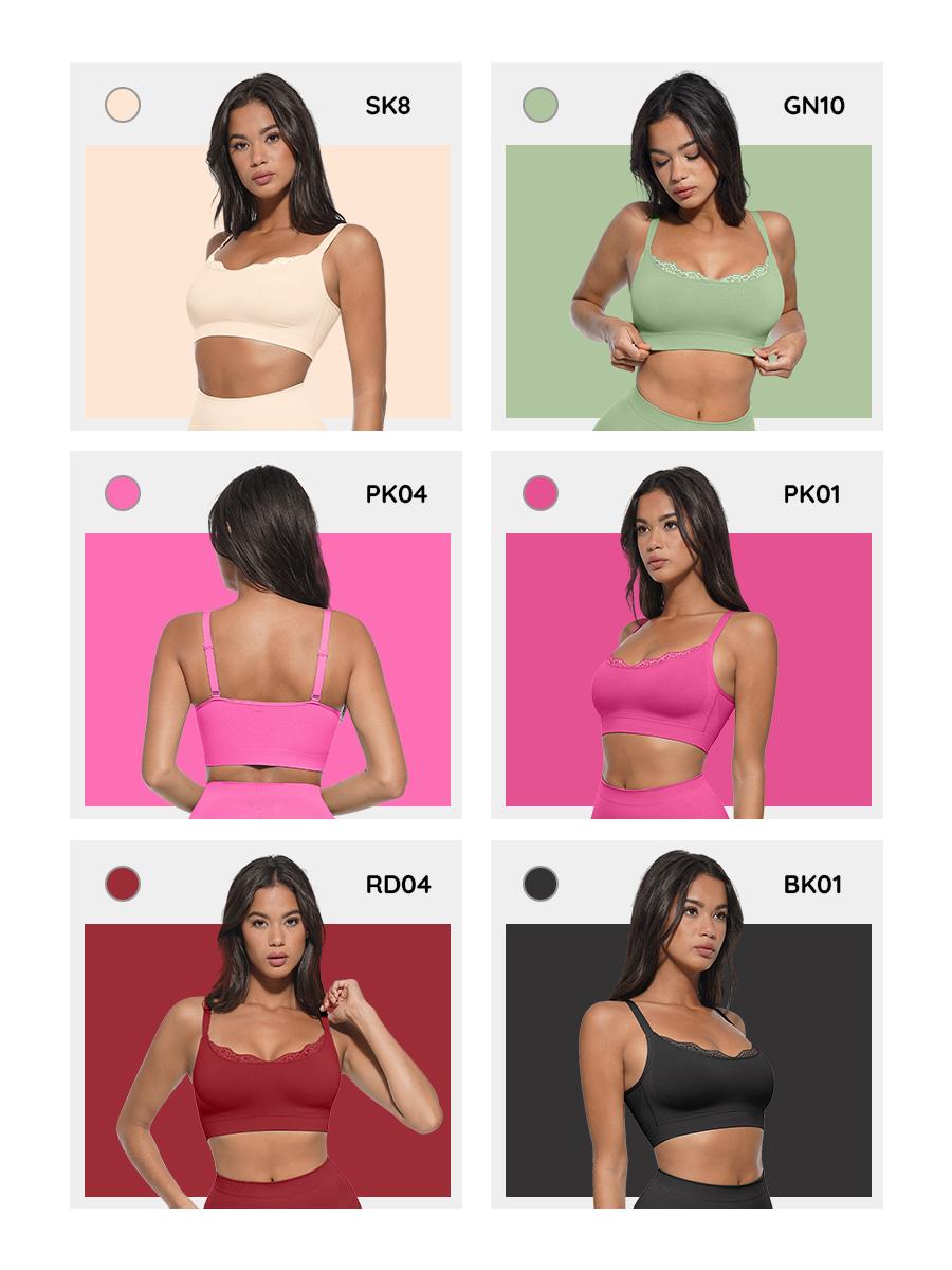  Lace Trim U-Plunge Bralette Wireless Seamless Wireless Everyday Bras Comfortable