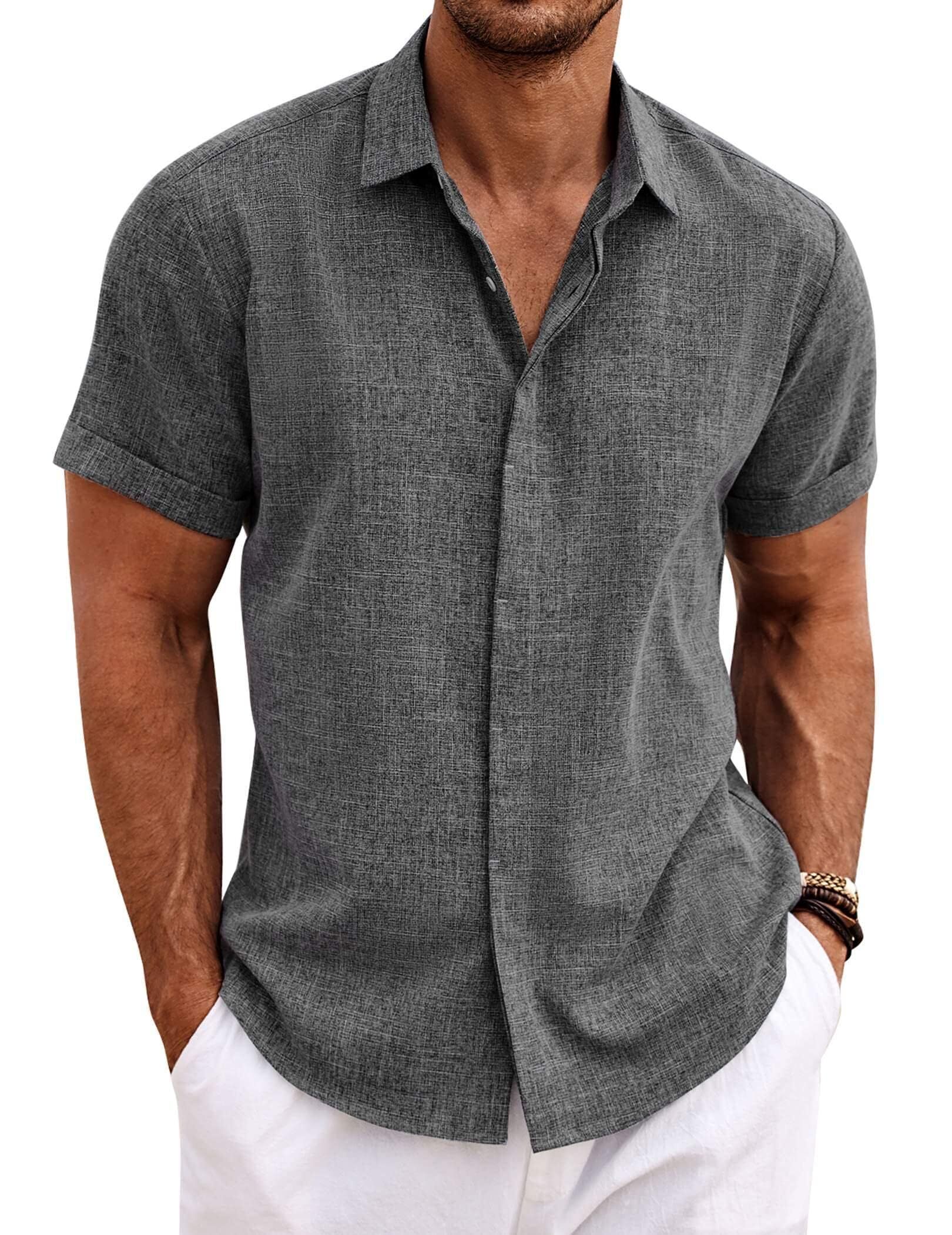 Men's Linen Shirt Short Sleeve Casual Shirt - image 9