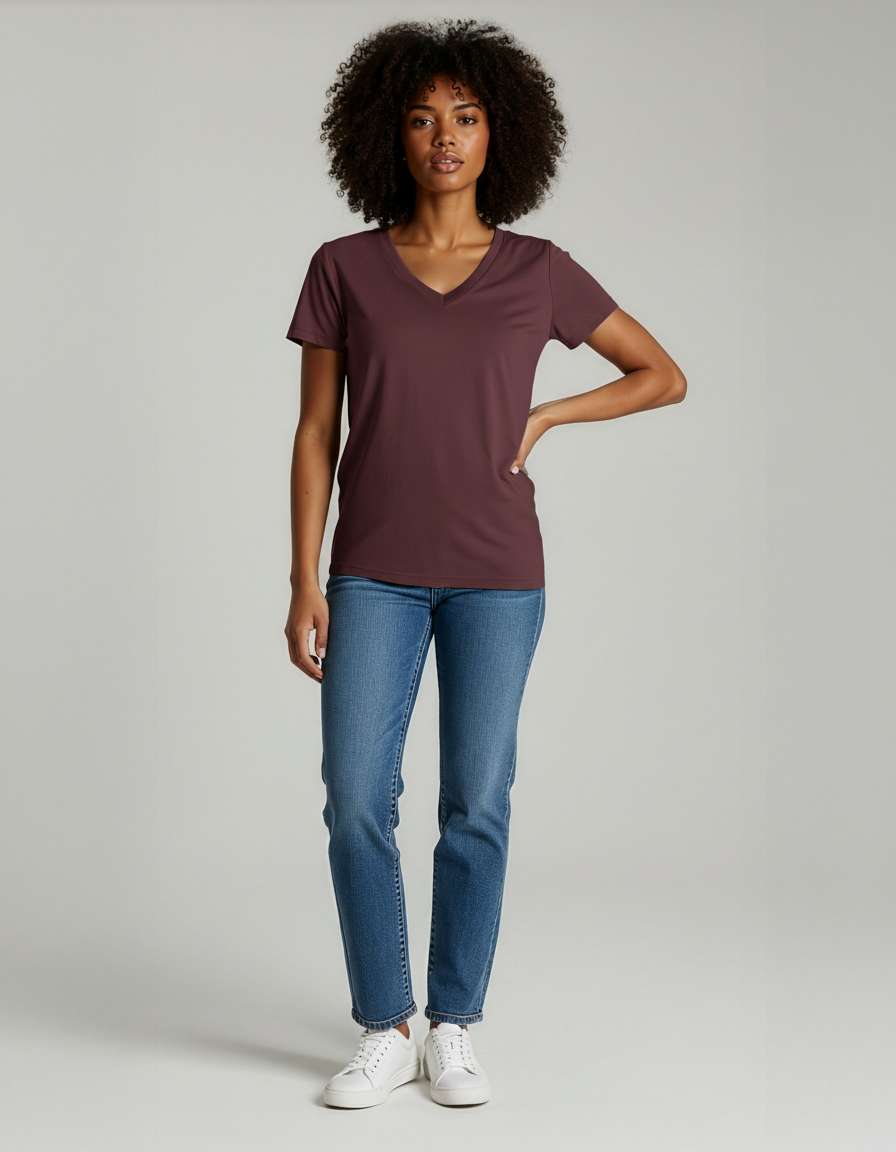 4 Pack: Women's Short-Sleeve V-Neck T-Shirt (Available in Plus Size)