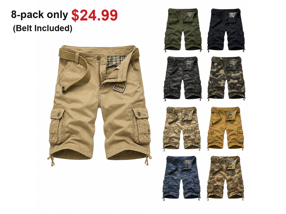 Men's 8-Pack Camouflage Casual Shorts - 8-pack main image