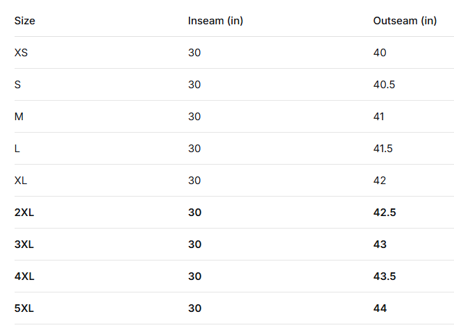 Women's stretch denim pants size chart