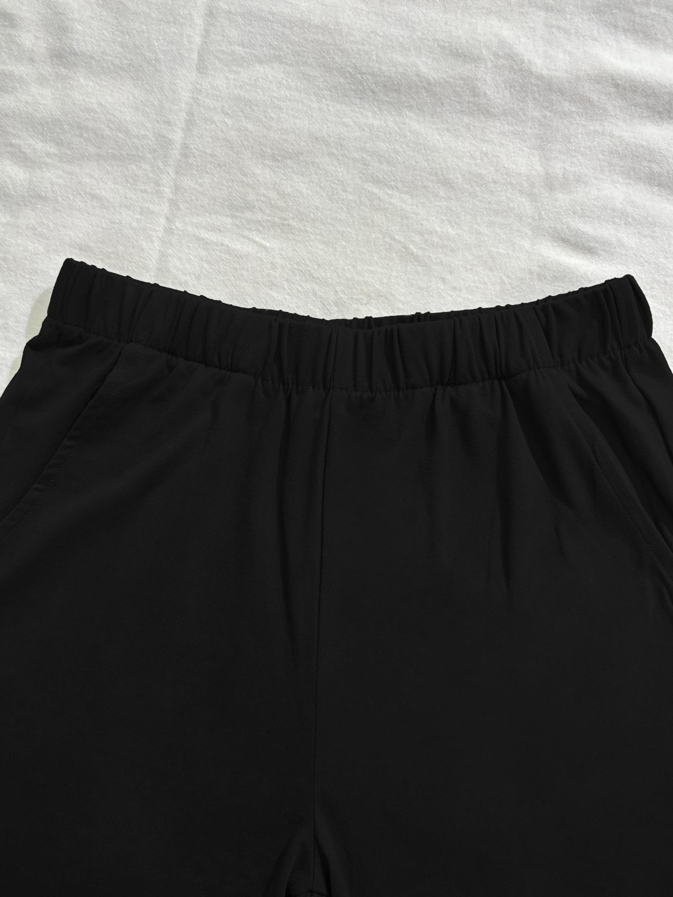 Women's Solid Co-ord Set, Casual Fitted Short Sleeve Tee & Elastic Waist Shorts Set, Women's Summer Clothes for Daily Wear, Cute Summer Outfit, Black