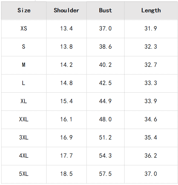 Top size chart