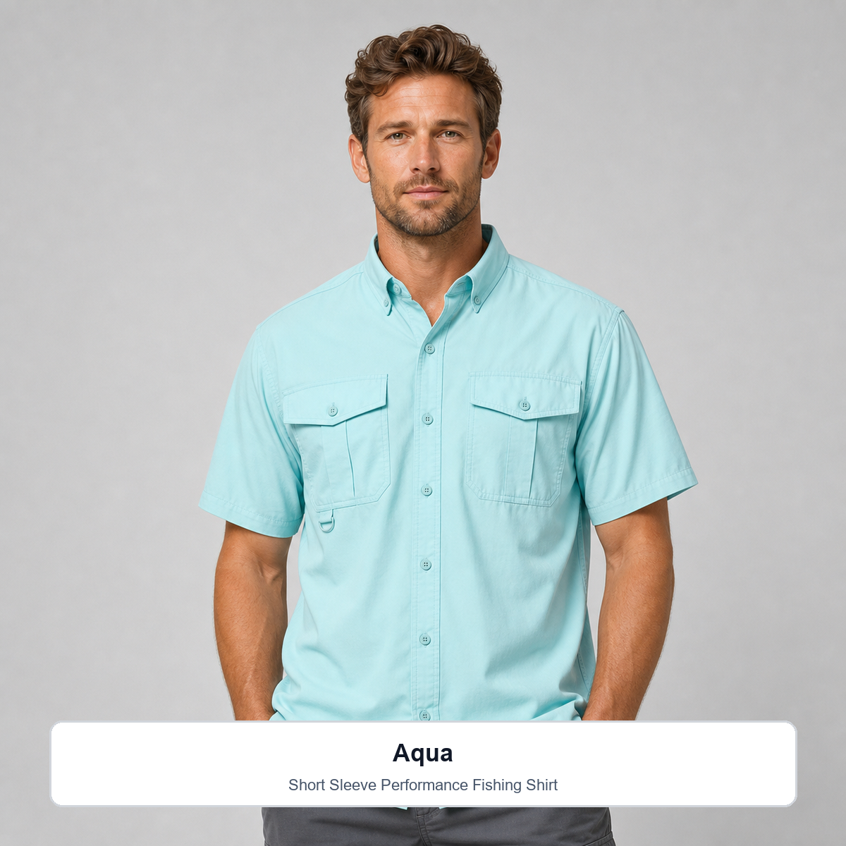 Men's 15-Pack Performance Fishing Shirts - Aqua on-model view