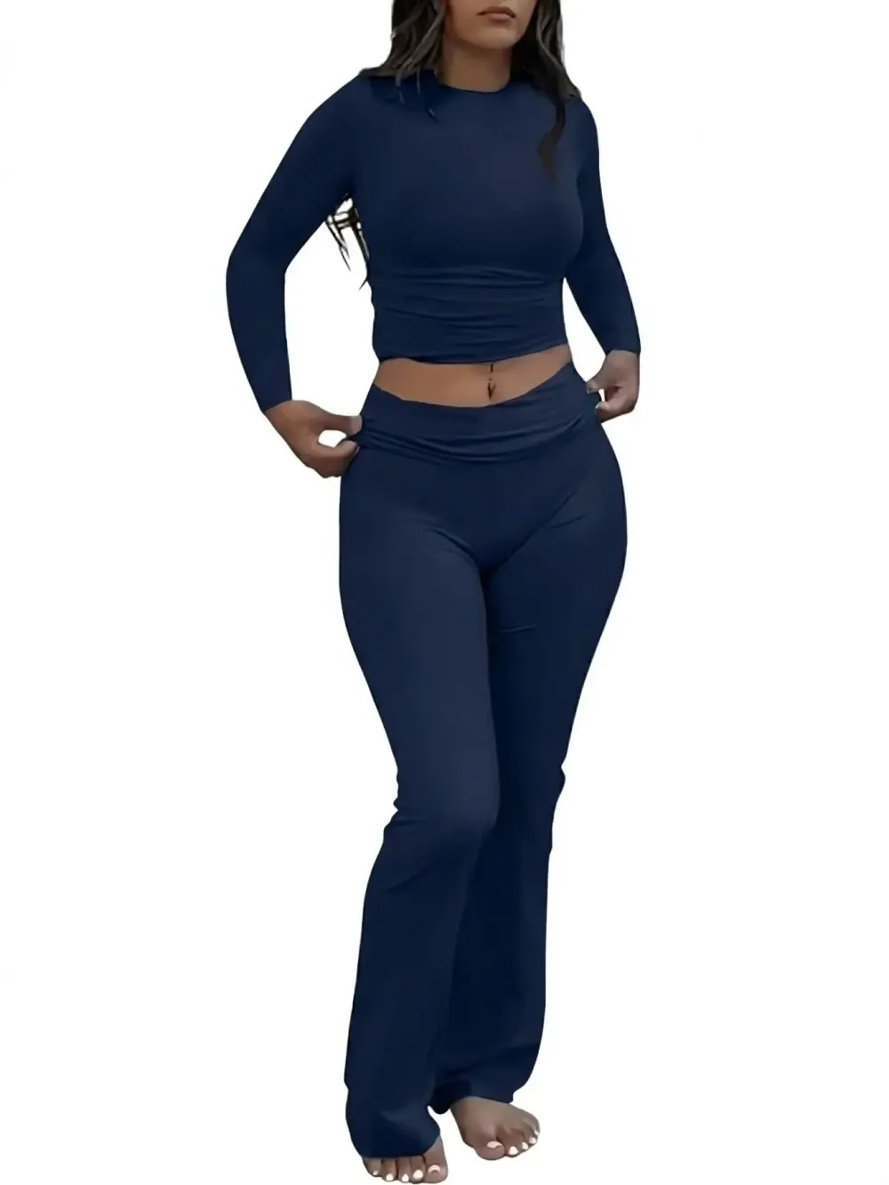 ⚡FINAL SALE⚡Women's Casual Crop Top & Flare Leg Lounge Set