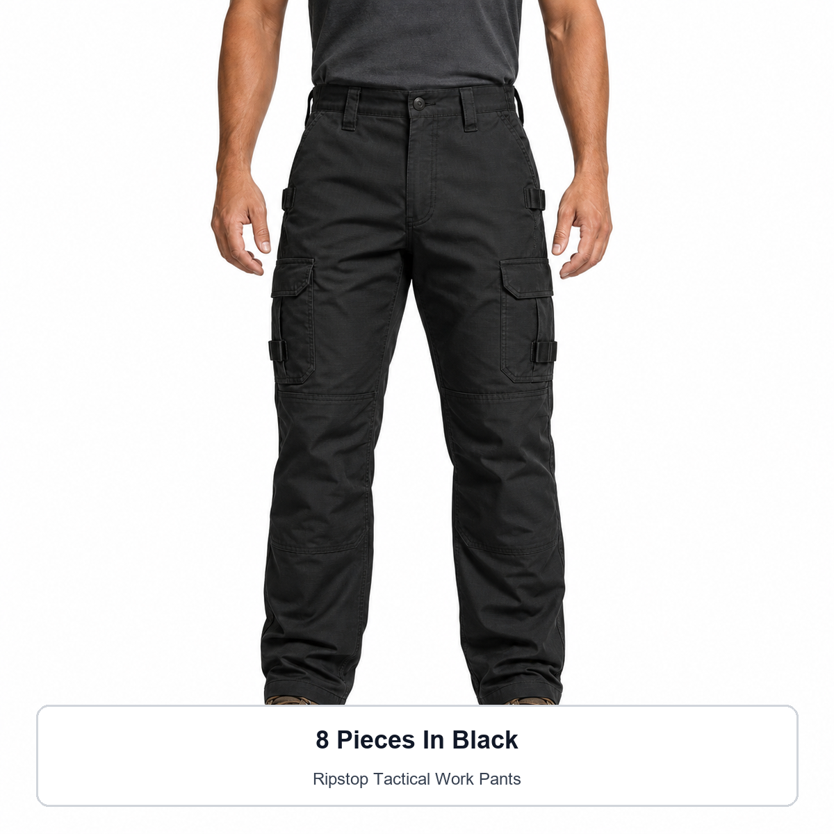 Men's 8-Pack Ripstop Work Pants - 8 Pieces In Black
