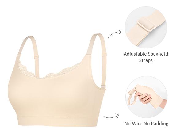  Lace Trim U-Plunge Bralette Wireless Seamless Wireless Everyday Bras Comfortable