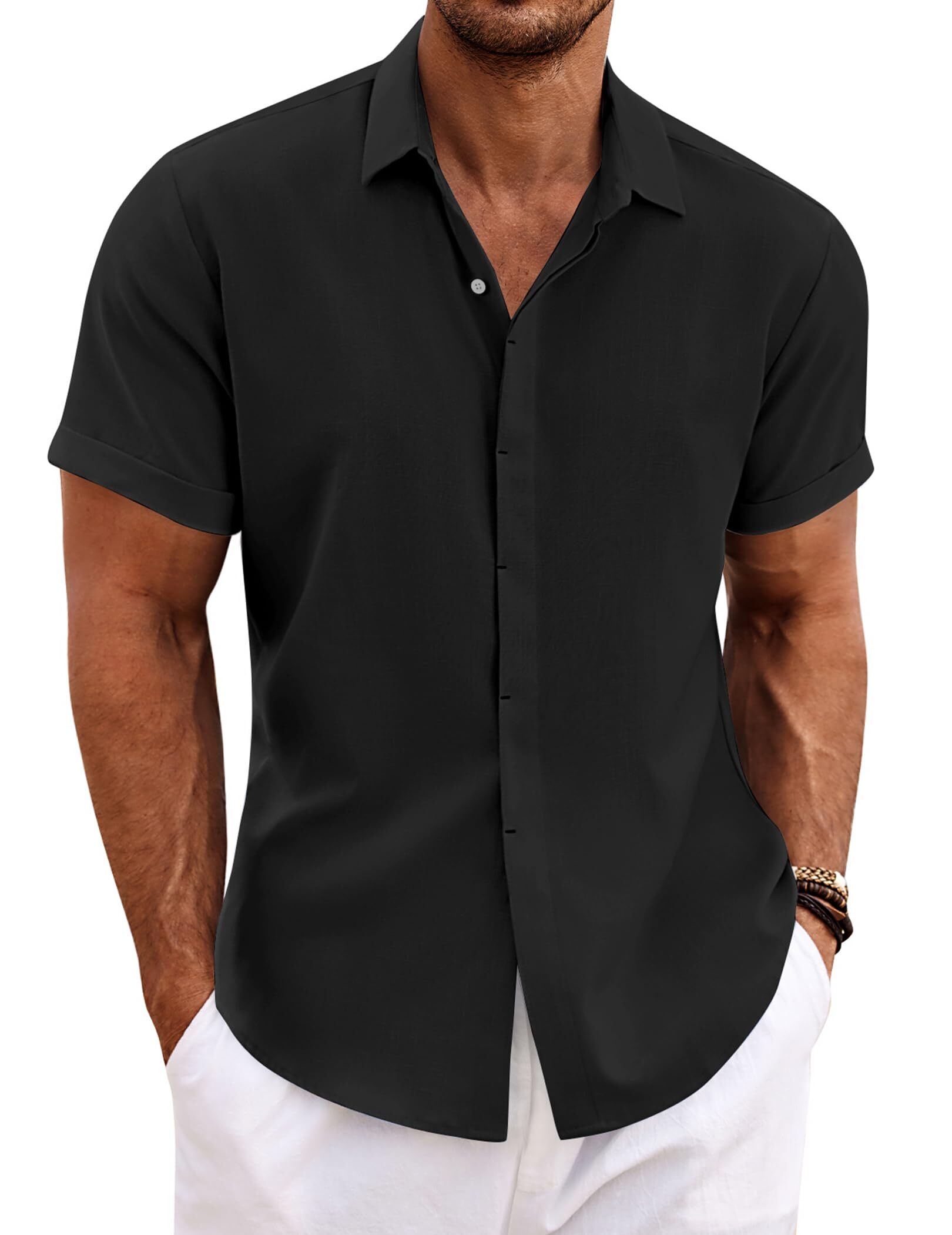 Men's Linen Shirt Short Sleeve Casual Shirt - image 11
