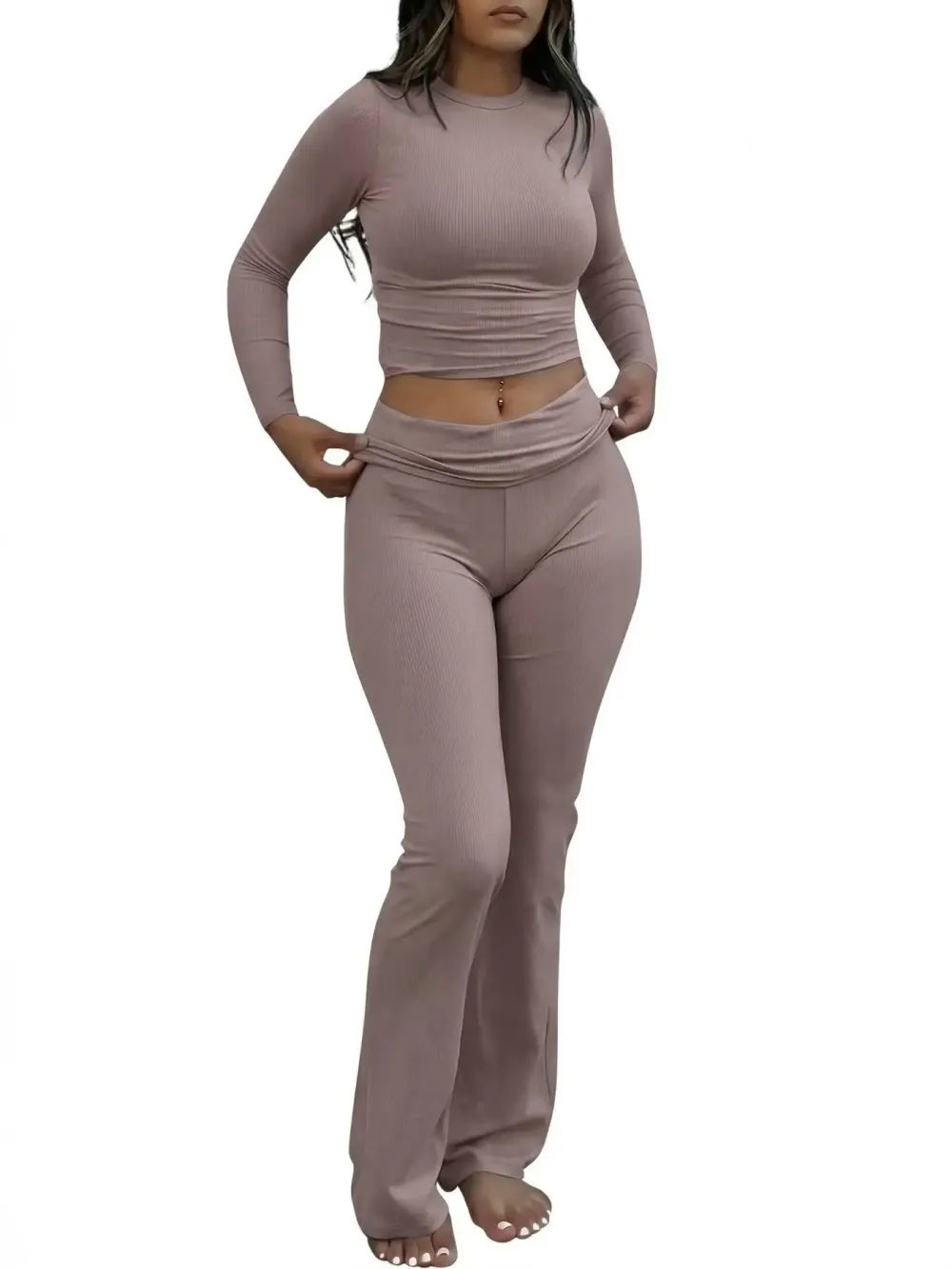 ⚡FINAL SALE⚡Women's Casual Crop Top & Flare Leg Lounge Set