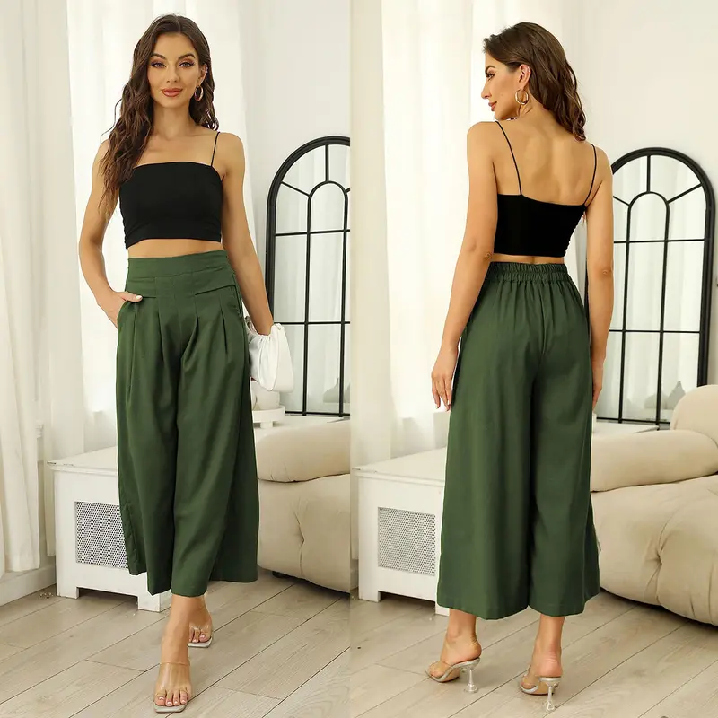 Women's Cotton Linen Culottes Pants