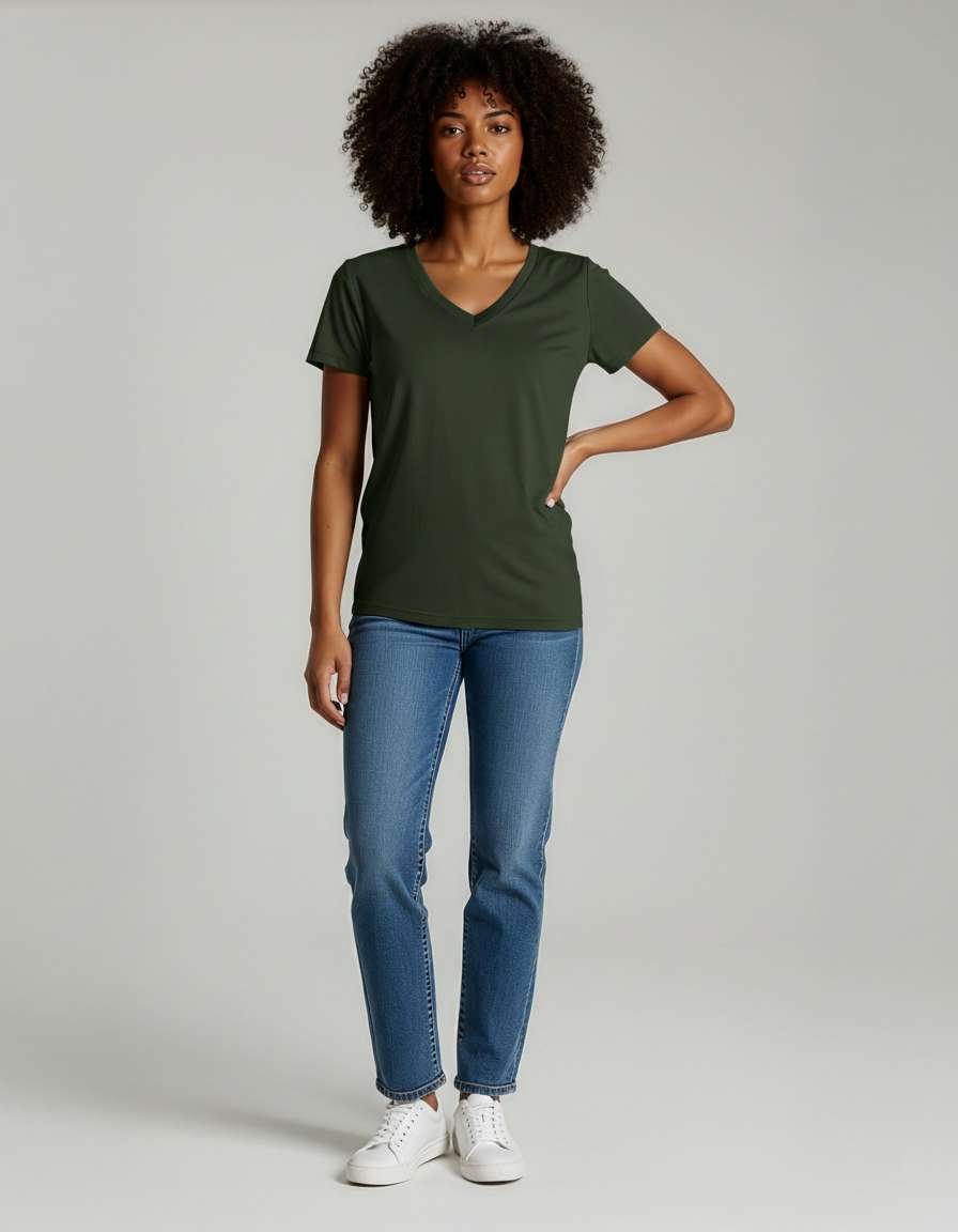 4 Pack: Women's Short-Sleeve V-Neck T-Shirt (Available in Plus Size)