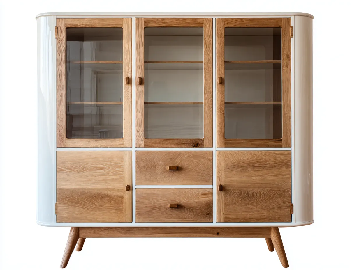 Regały na książki - drewno-szkło - 105 x 45 x 165 cm - dąb naturalny-biały-transparentny - styl skandynawski-Sosapahome