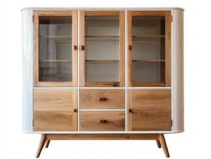 Regały na książki - drewno-szkło - 105 x 45 x 165 cm - dąb naturalny-biały-transparentny - styl skandynawski-Sosapahome