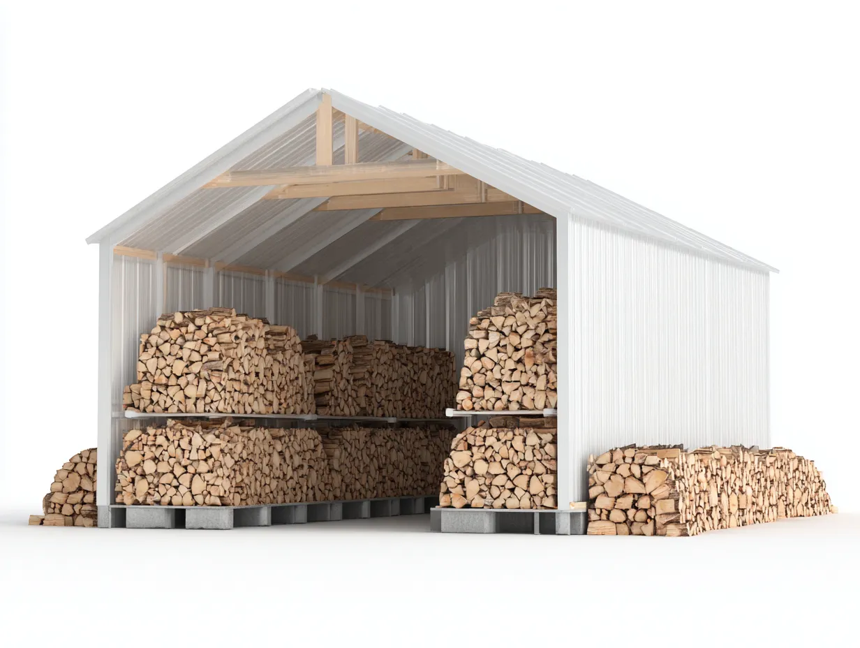 Drewutnia ogrodowa - metal-stal-drewno - 420x220x265 cm - biały-szary-naturalny - styl nowoczesny-Sosapahome