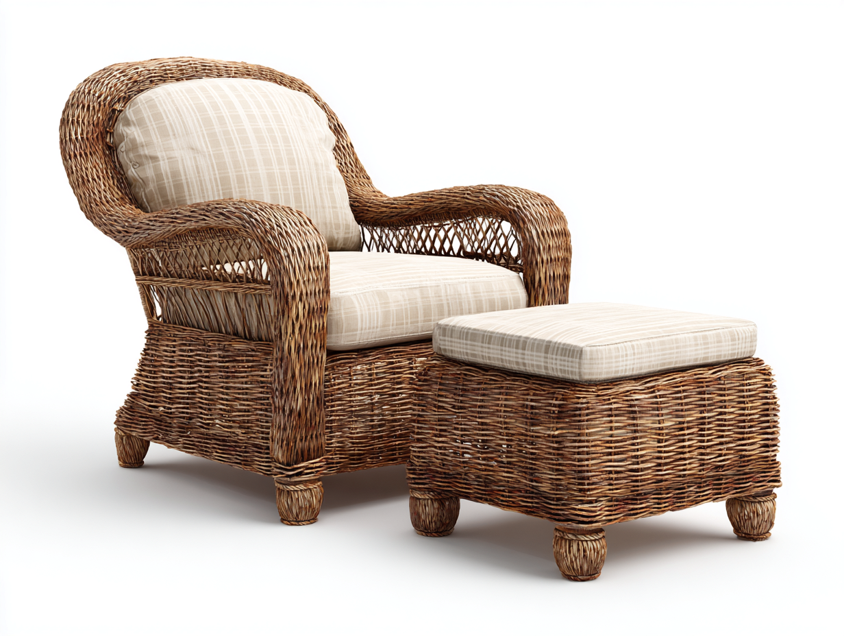 Fotele rattanowe - rattan-tkanina-drewno - 84x80x96 cm - naturalny-beżowy - styl klasyczny-Sosapahome