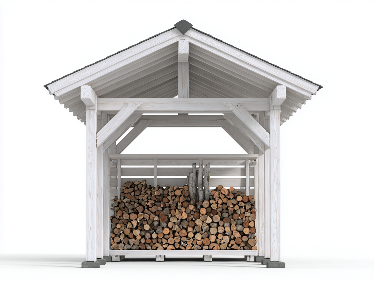 Drewutnia ogrodowa - drewno - 185x110x228 cm - biały - styl nowoczesny-Sosapahome