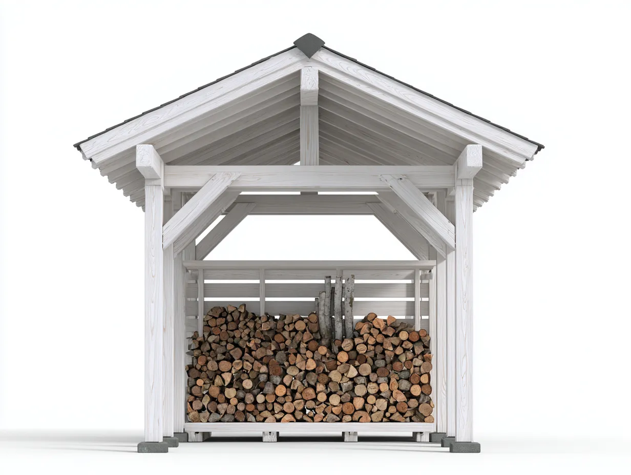 Drewutnia ogrodowa - drewno - 185x110x228 cm - biały - styl nowoczesny-Sosapahome