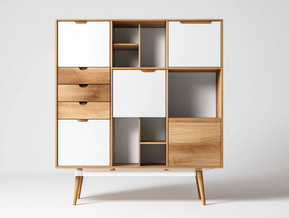 Regały na książki - drewno - 110 x 42 x 135 cm - dąb naturalny-biały - styl skandynawski-Sosapahome