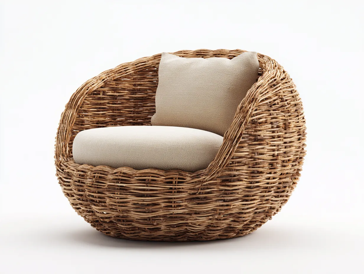 Fotele rattanowe - rattan-tkanina - 92x88x76 cm - naturalny-beżowy - styl boho-Sosapahome