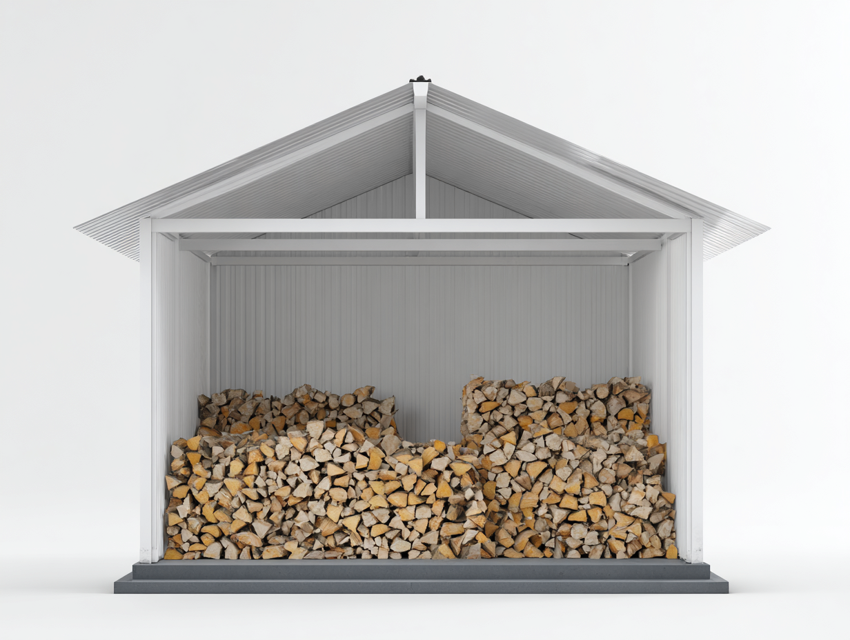 Drewutnia ogrodowa - metal-stal - 260x120x210 cm - biały-szary - styl nowoczesny-Sosapahome