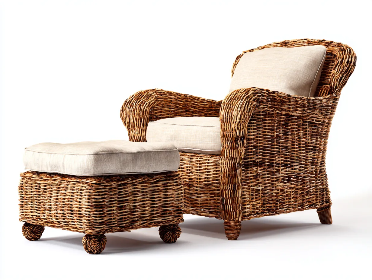 Fotele rattanowe - rattan-tkanina-drewno - 86x82x98 cm - naturalny-beżowy - styl klasyczny-Sosapahome