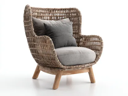 Fotele rattanowe - rattan-drewno-tkanina - 82x79x102 cm - naturalny-szary - styl nowoczesny-Sosapahome