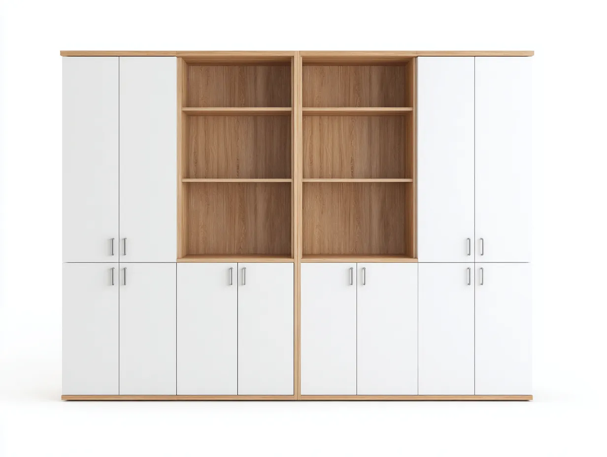 Regały na książki - drewno - 240 x 42 x 200 cm - dąb naturalny-biały - styl nowoczesny-Sosapahome